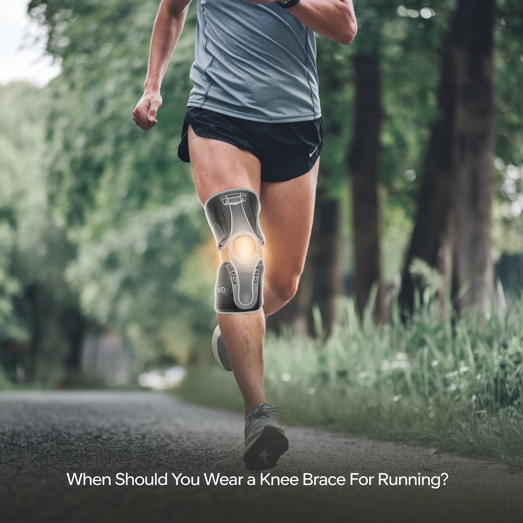 a man running with knee brace